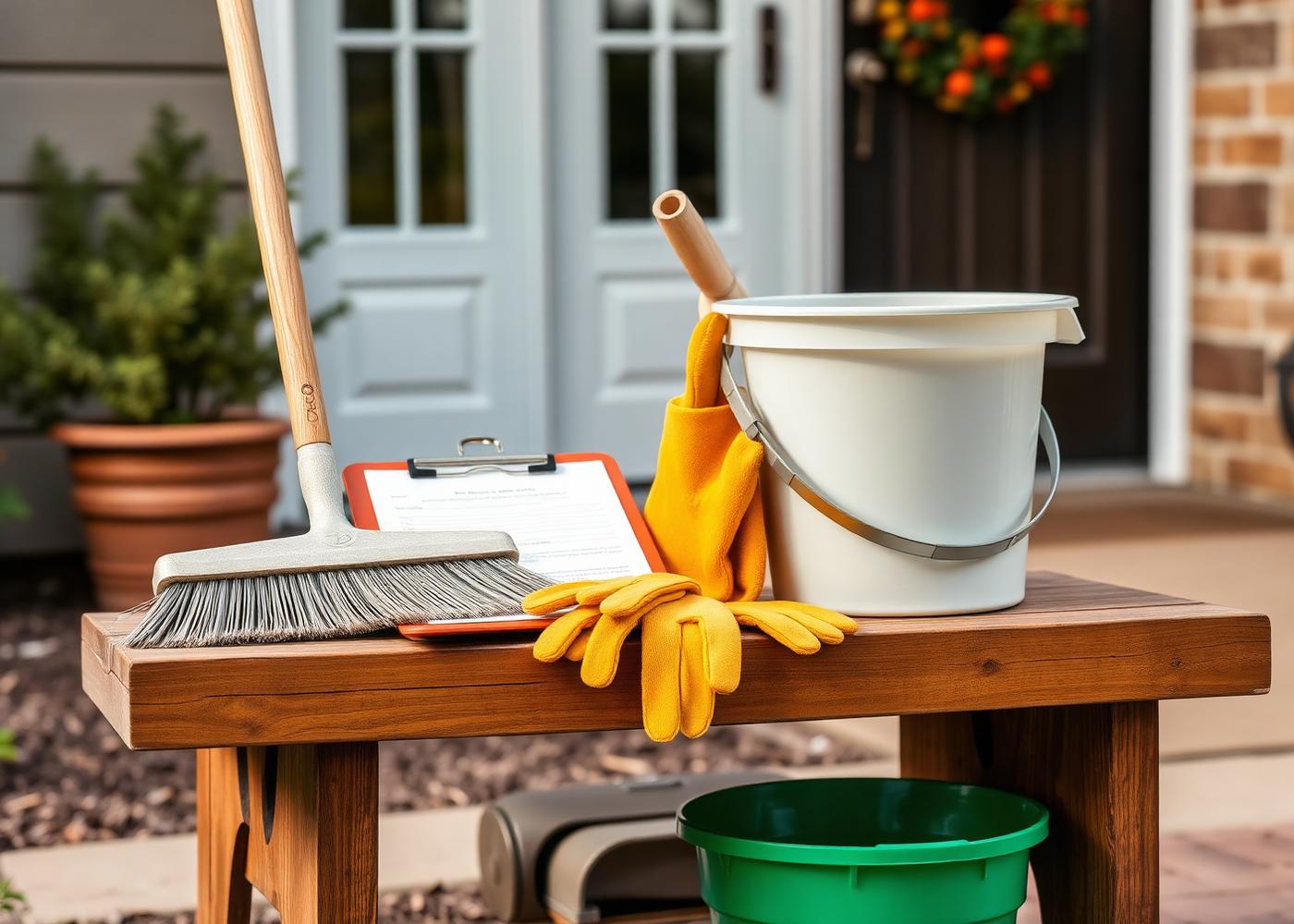 Werkzeug für Hausmeisterservice auf einer Werkbank
